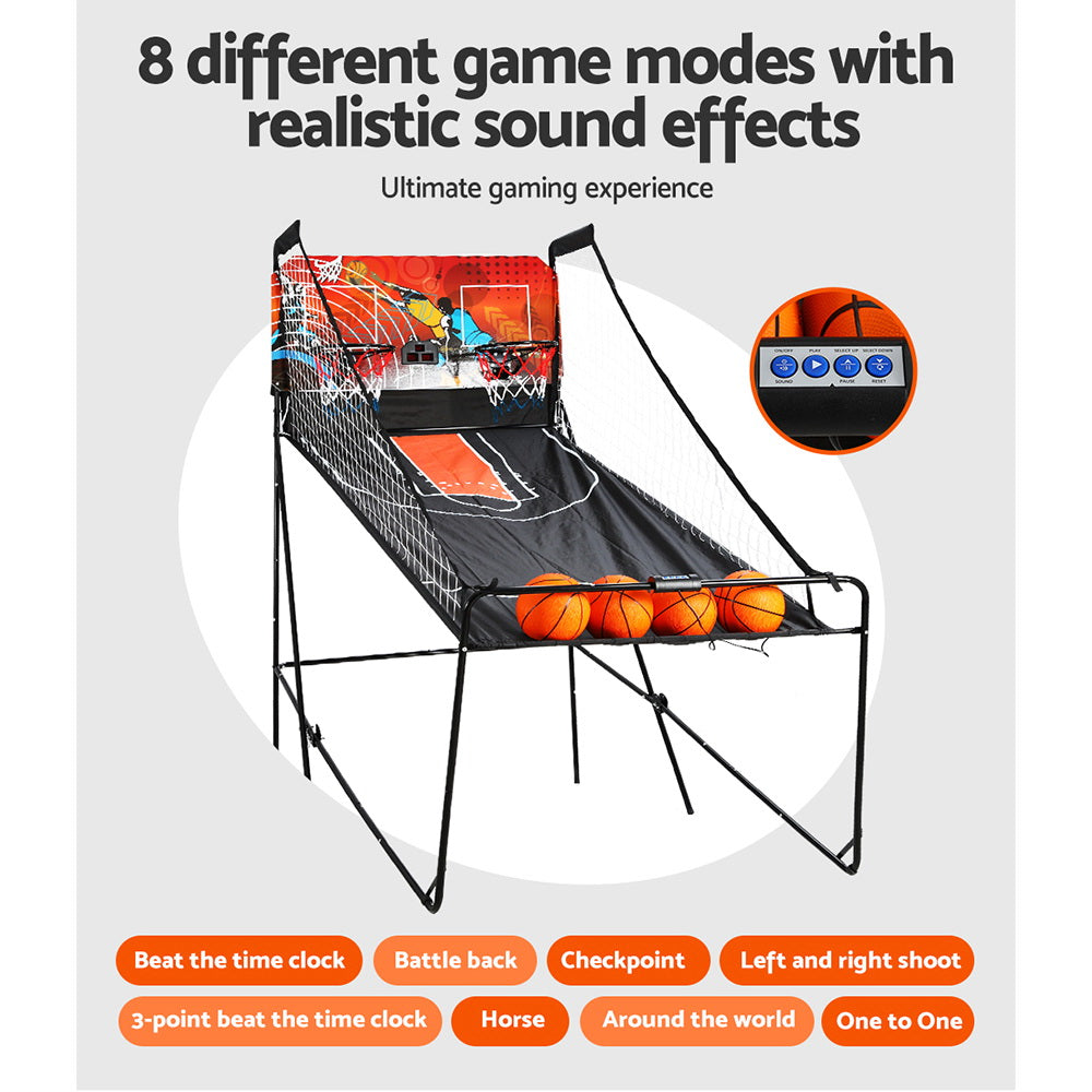 Double Shoot Basketball Arcade Game Electronic Scorer 8 Modes Black
