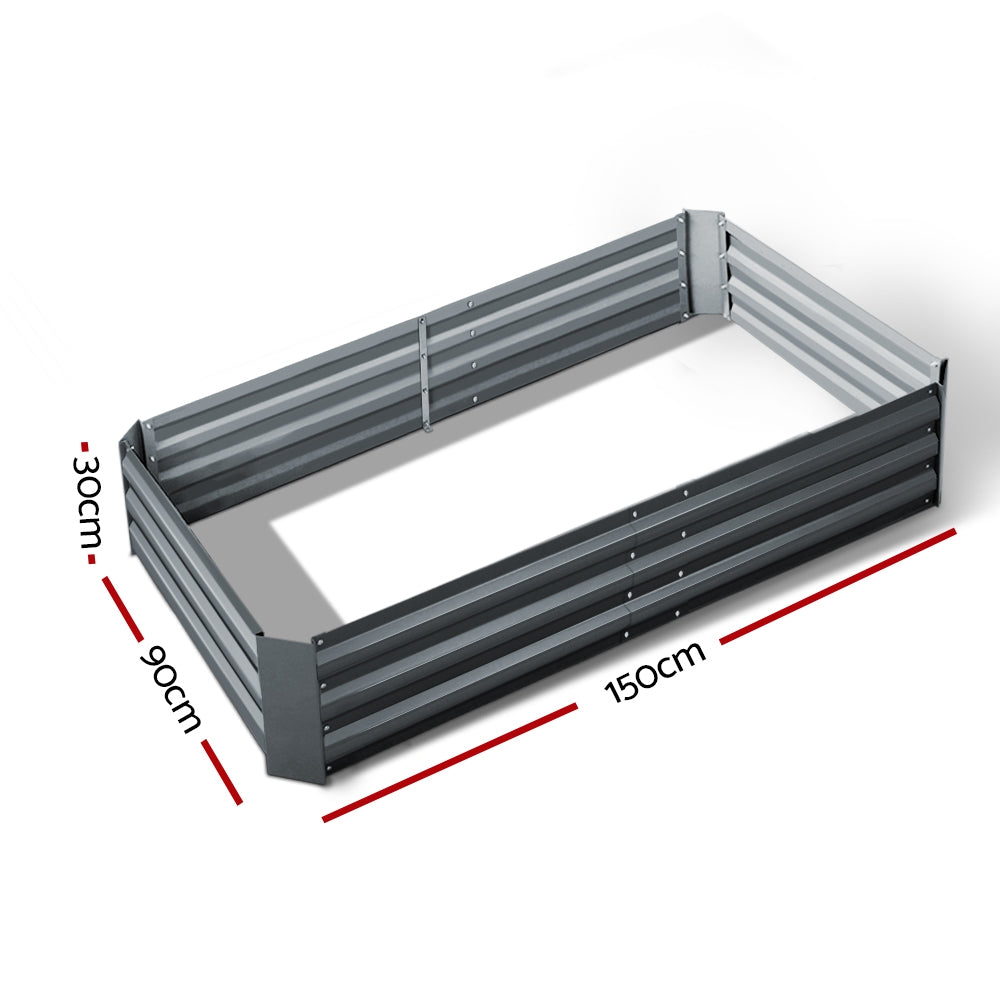 Green Fingers 150x90cm Raised Garden Bed Galvanised Steel Planter Box