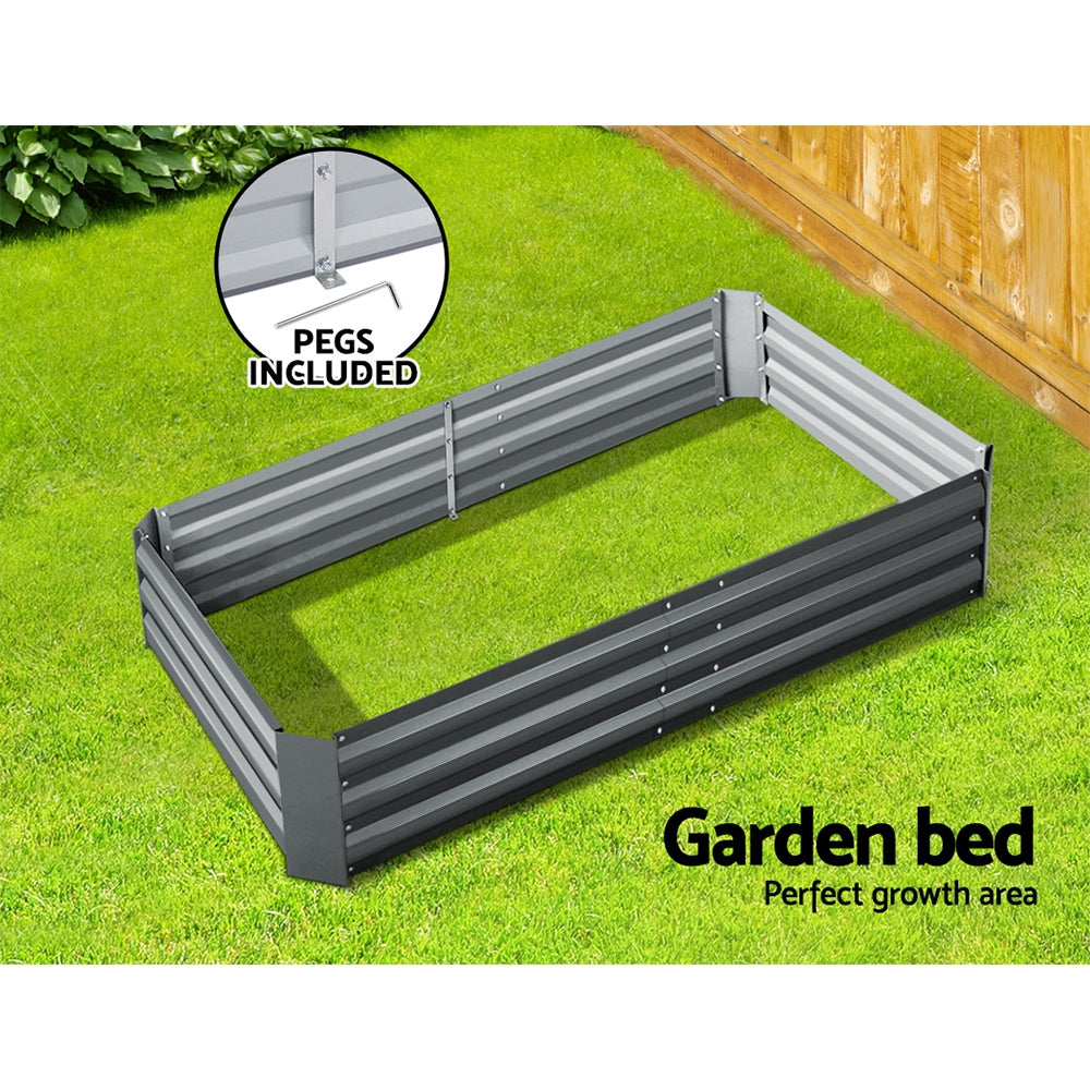 Green Fingers 150x90cm Raised Garden Bed Galvanised Steel Planter Box