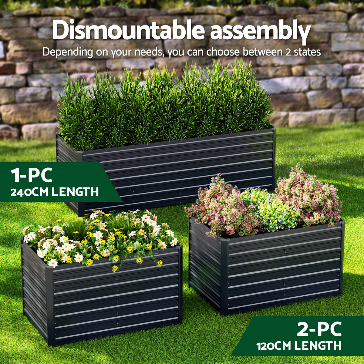 Green Fingers Raised Garden Bed Kit 240cm Galvanised Steel
