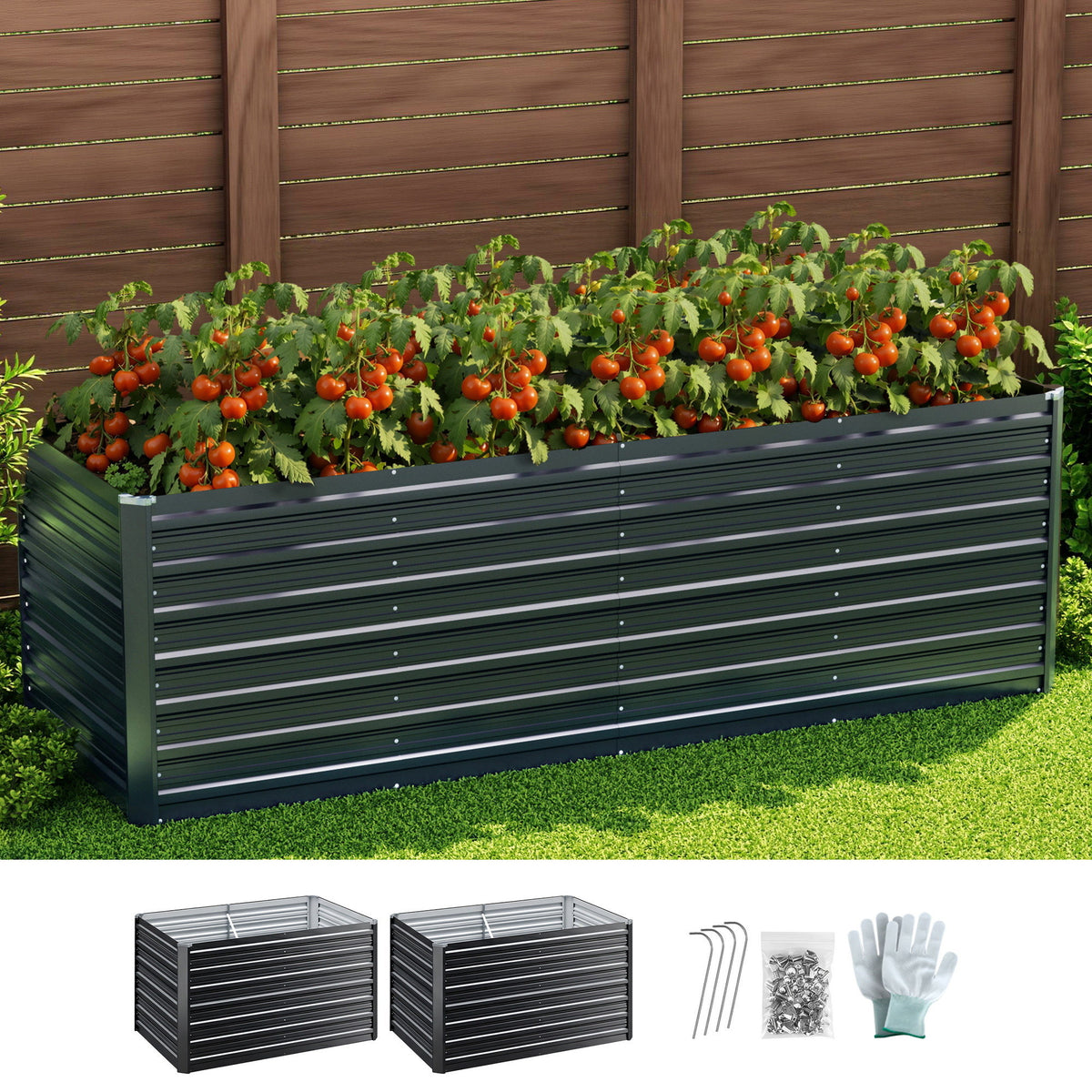 Green Fingers Raised Garden Bed Kit 240cm Galvanised Steel