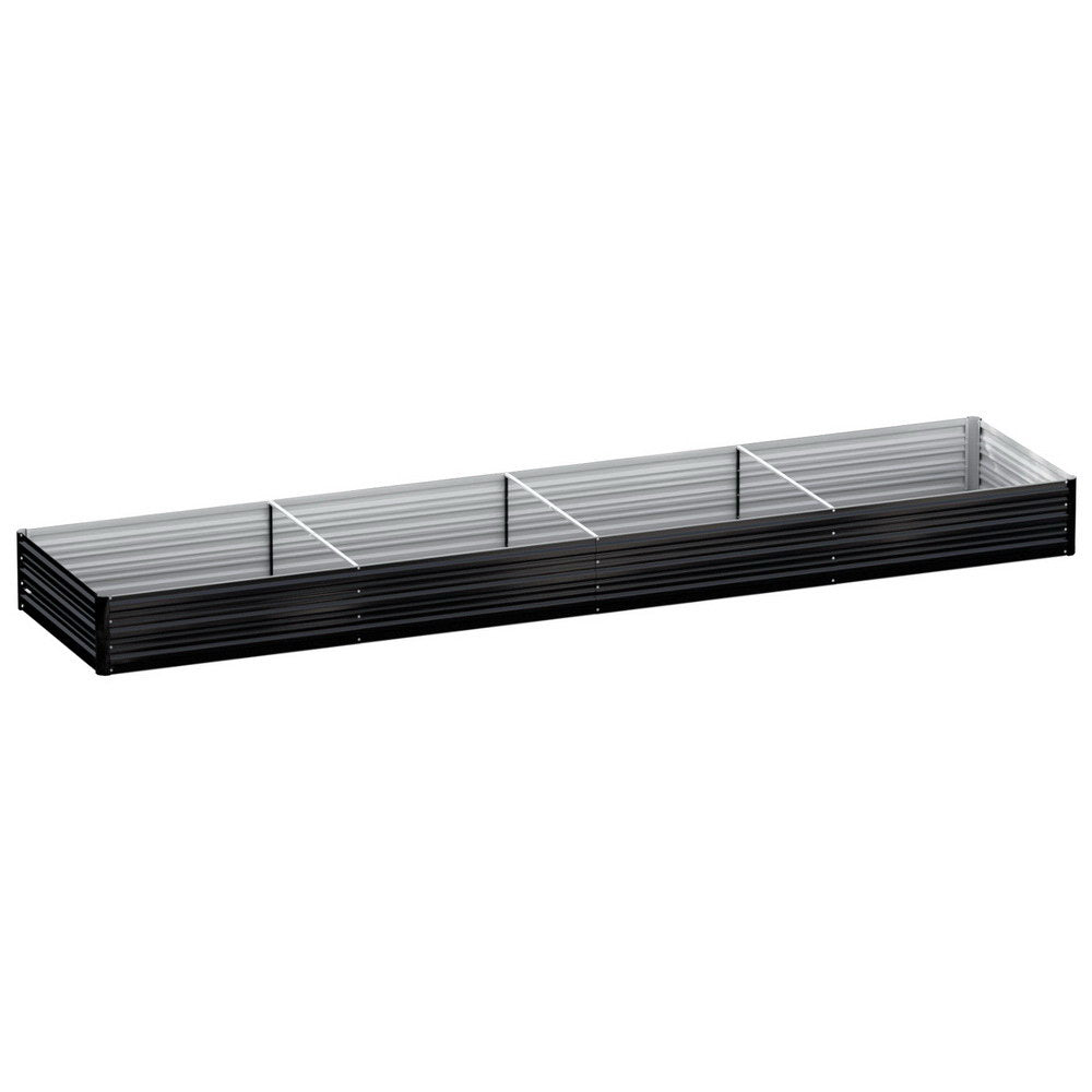 Green Fingers 210x90cm Raised Garden Bed Galvanised Metal Dark Grey