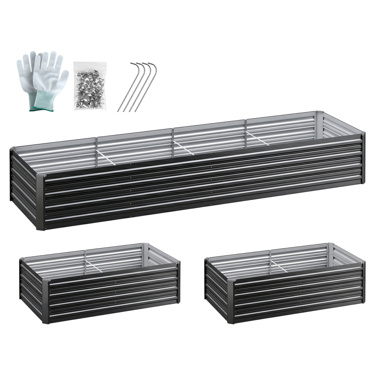 Green Fingers 2-in-1 Raised Garden Bed Kit 240cm Galvanised Steel