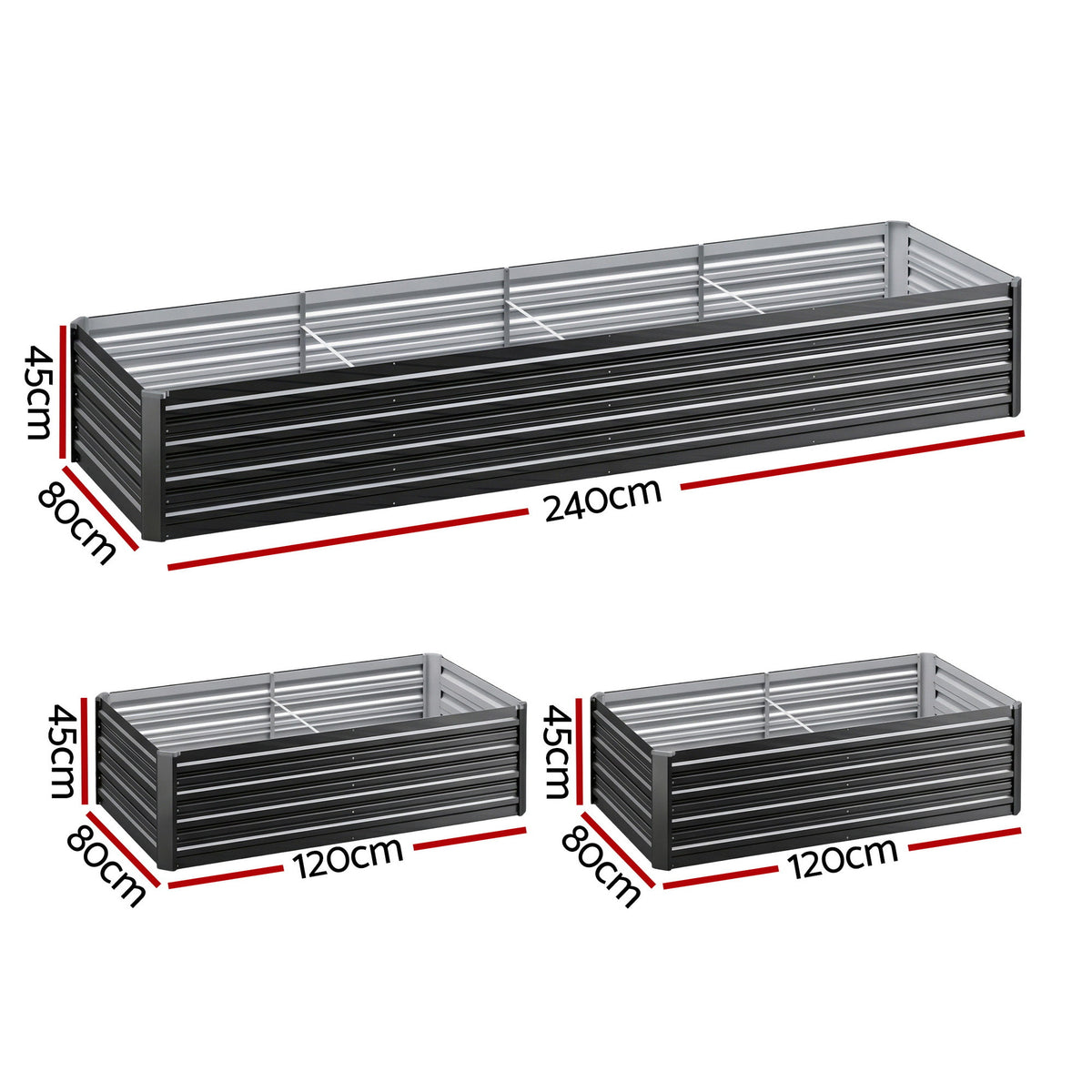 Green Fingers 2-in-1 Raised Garden Bed Kit 240cm Galvanised Steel