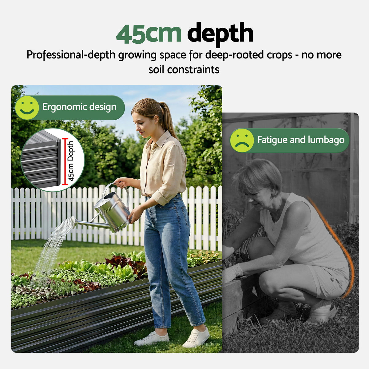 Green Fingers 2-in-1 Raised Garden Bed Kit 240cm Galvanised Steel