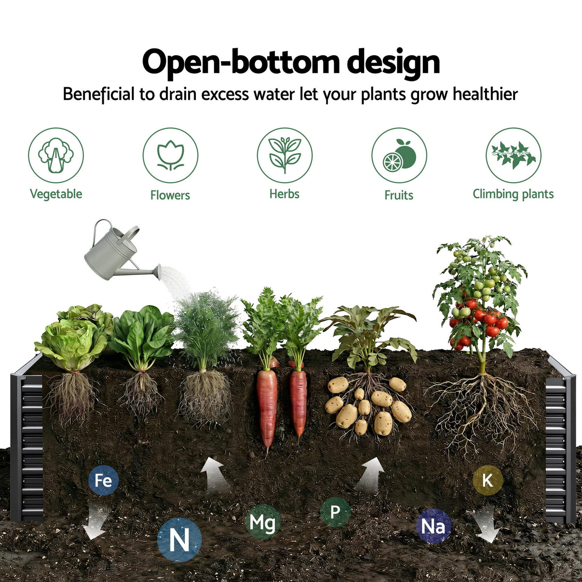 Green Fingers 2-in-1 Raised Garden Bed Kit 240cm Galvanised Steel
