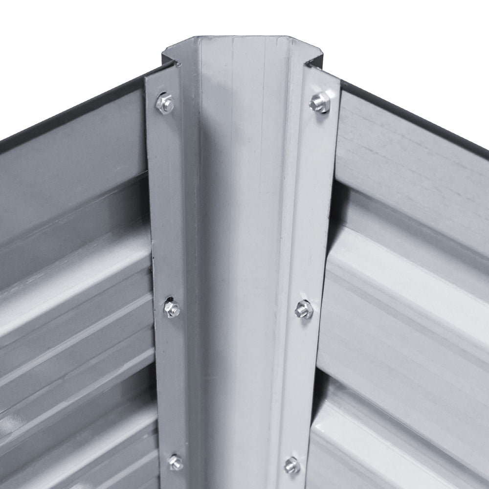 Green Fingers 240x80x45cm Raised Planter Box Galvanised Aluminium Grey