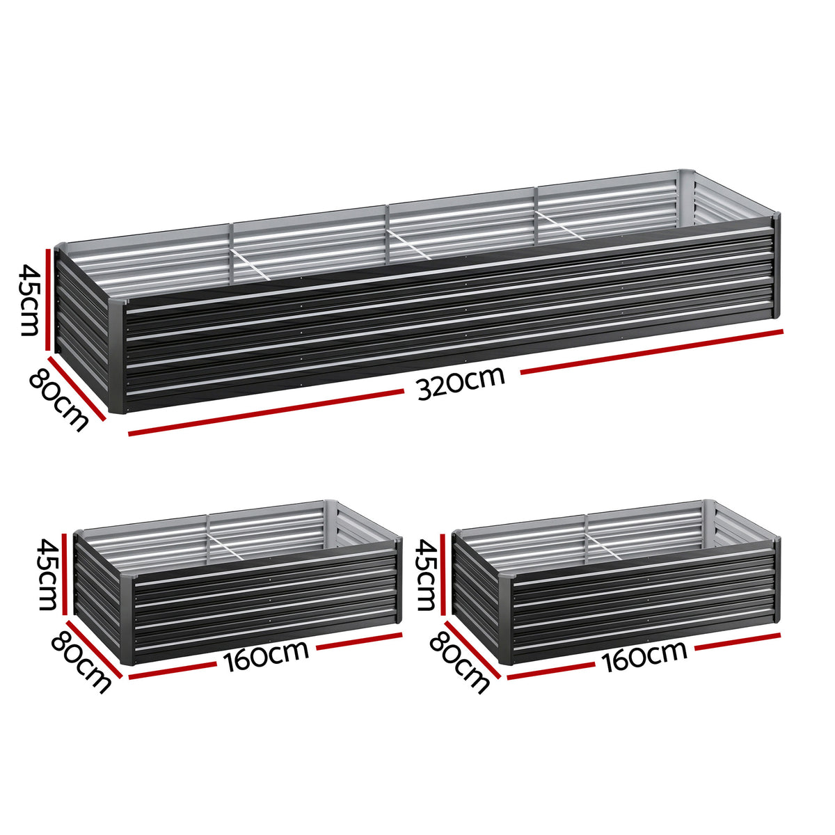 Green Fingers 2-in-1 Raised Garden Bed Kit 320cm Galvanised Steel