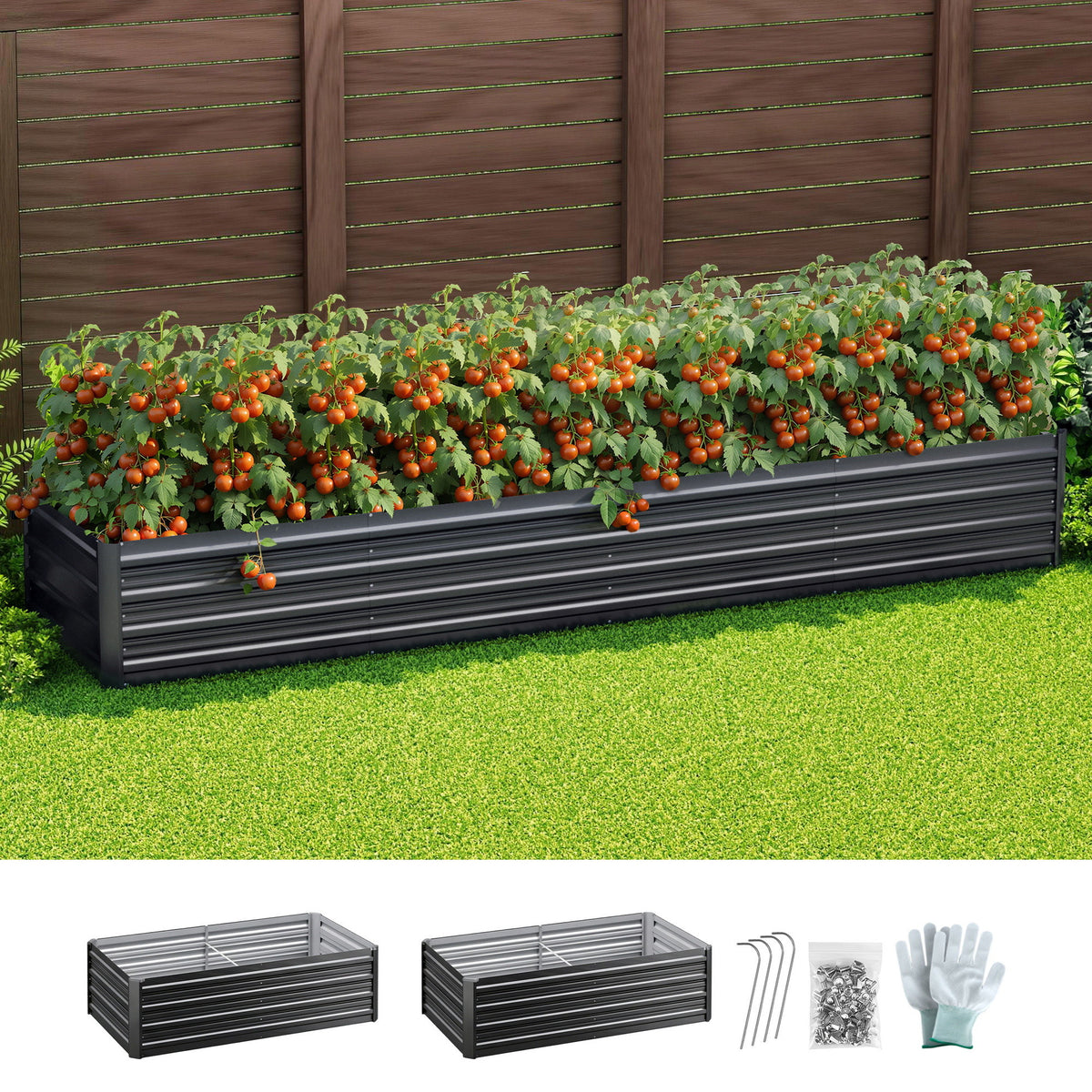 Green Fingers 2-in-1 Raised Garden Bed Kit 320cm Galvanised Steel