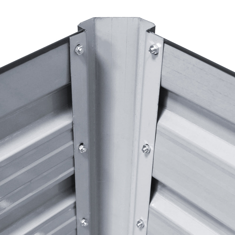 Green Fingers 320x80x45cm Raised Planter Box Galvanised Aluminium Grey