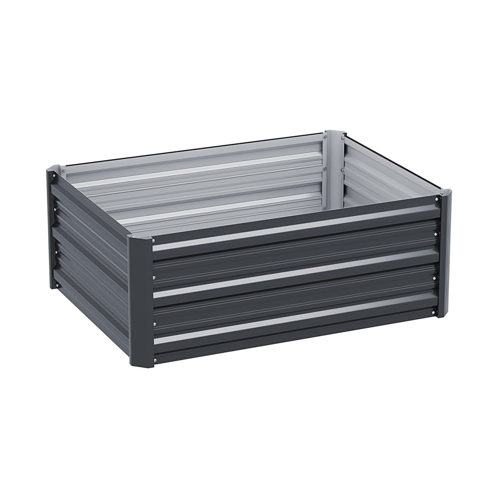 Greenfingers 80x60x30cm Raised Planter Box Aluminium Grey