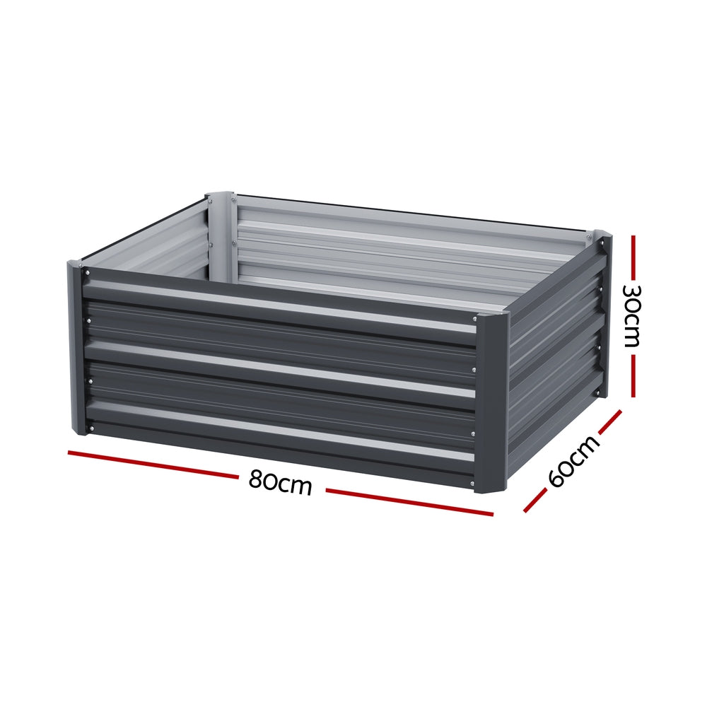 Greenfingers 80x60x30cm Raised Planter Box Aluminium Grey