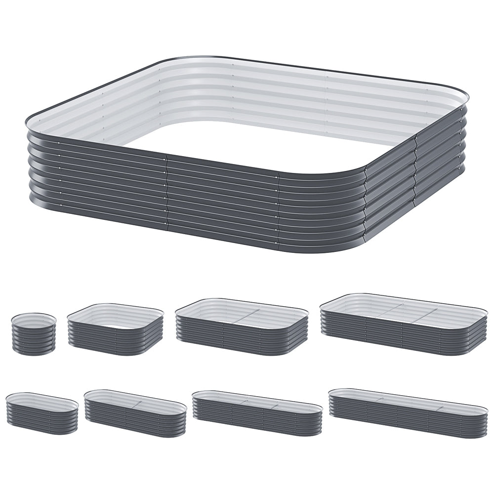 Greenfingers 9-in-1 Modular Planter Box 40cm Aluminium Grey