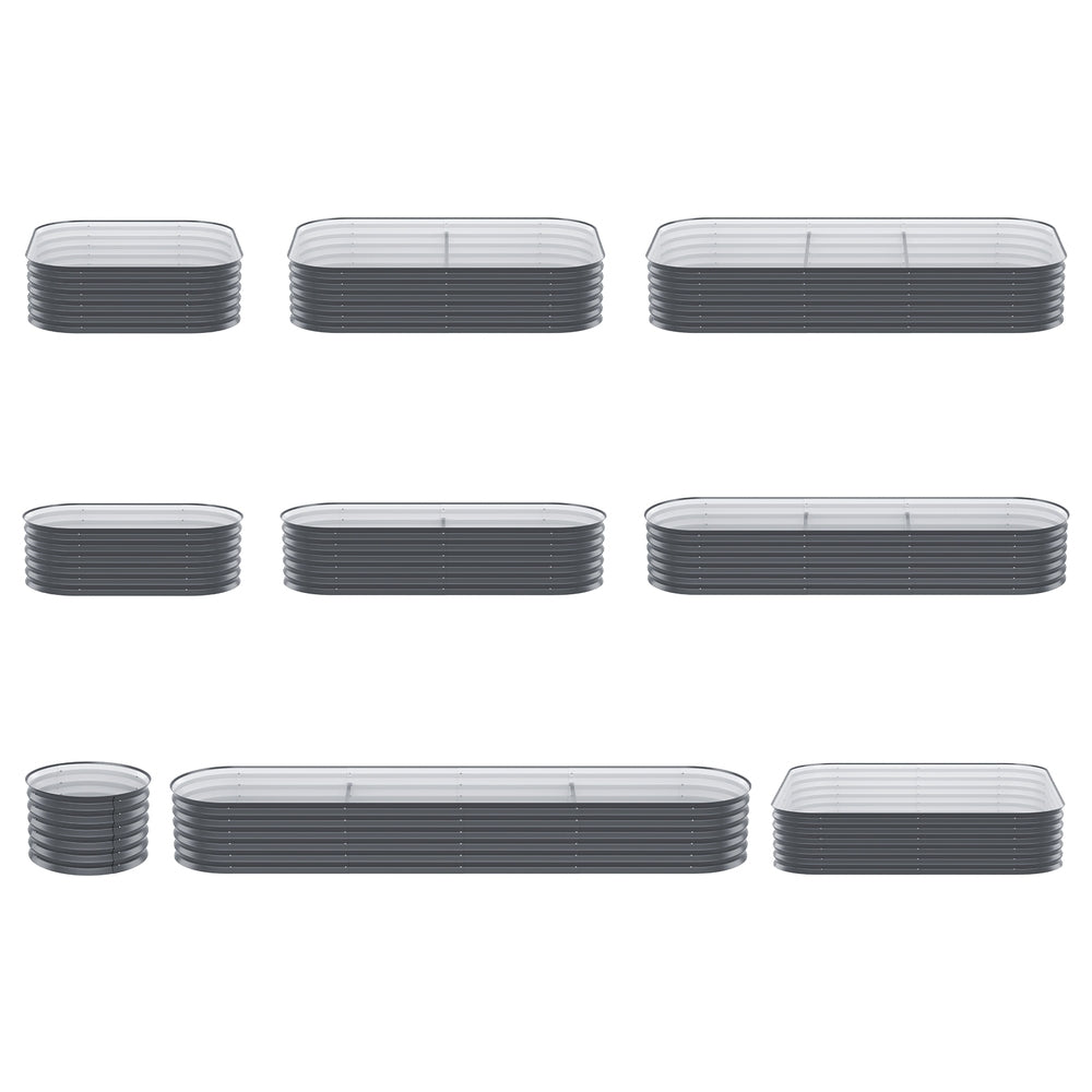 Greenfingers 9-in-1 Modular Planter Box 40cm Aluminium Grey