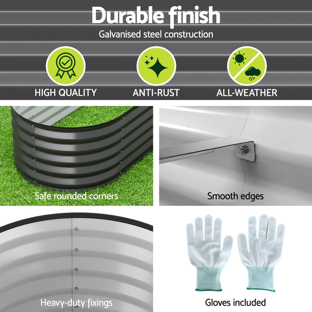 Greenfingers 9-in-1 Modular Planter Box 40cm Aluminium Grey