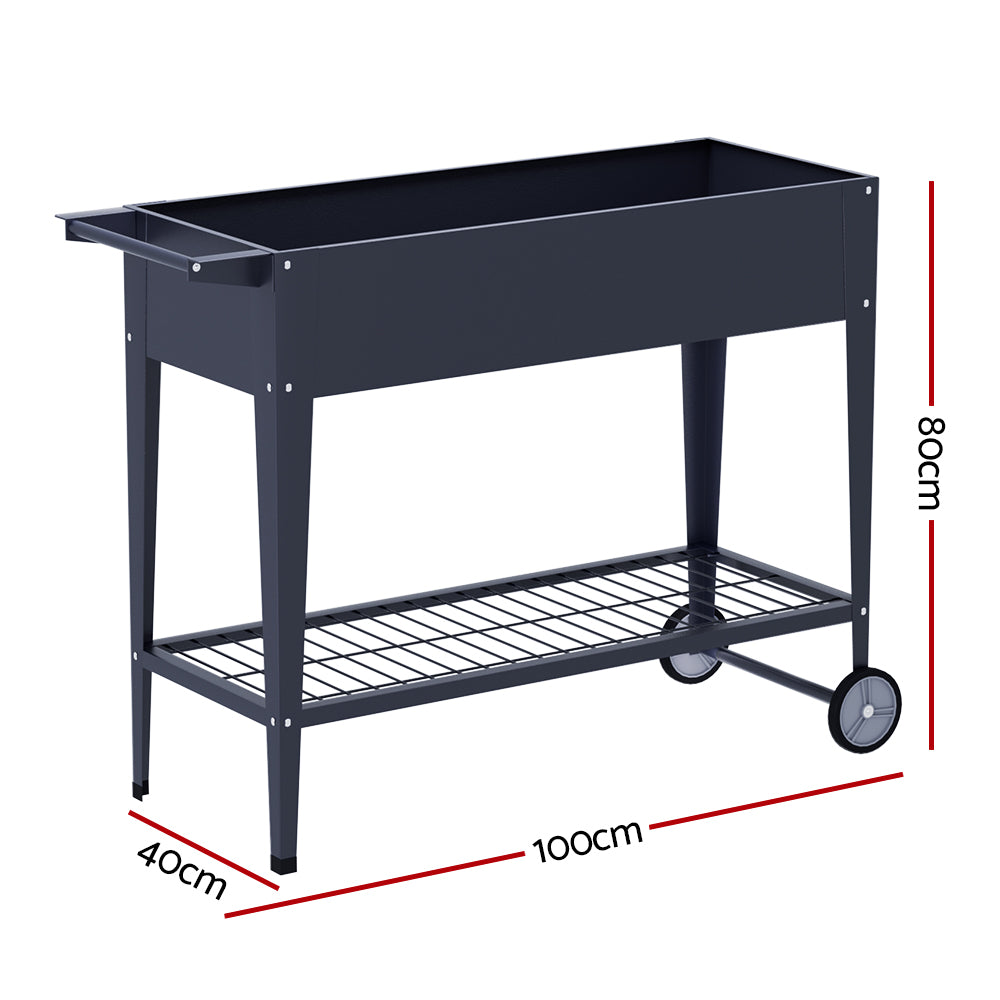 Green Fingers 100x40x80cm Raised Garden Bed Planter Box Aluminium Grey