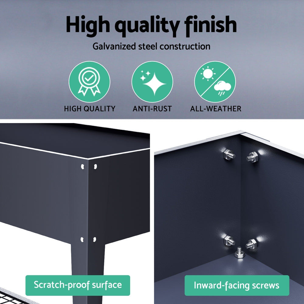 Green Fingers 100x40x80cm Raised Garden Bed Planter Box Aluminium Grey