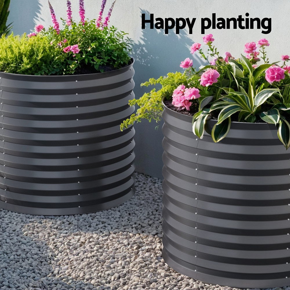 Greenfingers 80x68cm Planter Box Galvanised Raised Garden Bed Aluminium Grey
