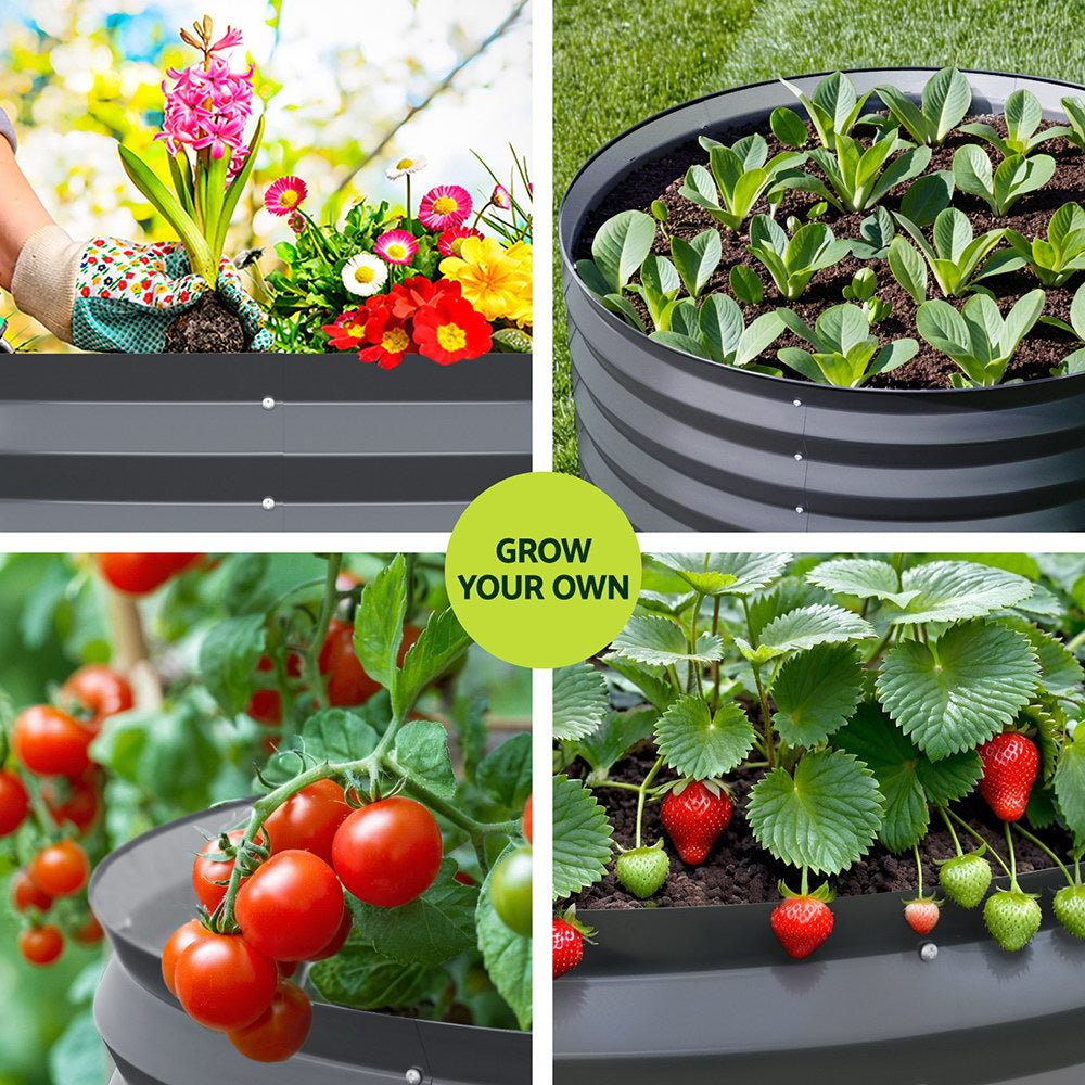 Greenfingers 80x68cm Planter Box Galvanised Raised Garden Bed Aluminium Grey
