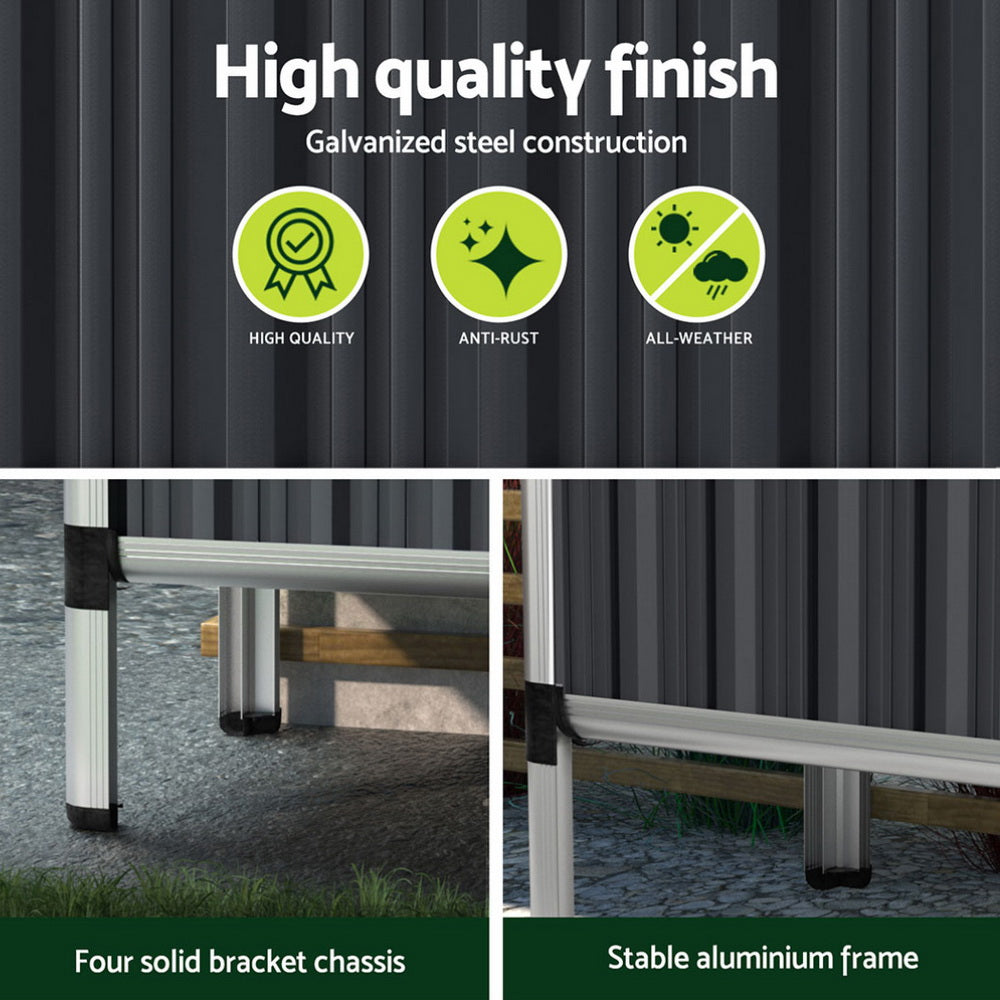 Green Fingers 80x49x74cm Raised Garden Bed Planter Box Galvanised Aluminium Grey