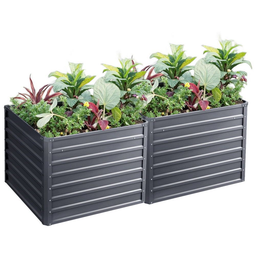 Green Fingers 2x Raised Garden Bed 100x100x77cm Galvanised Planter Box