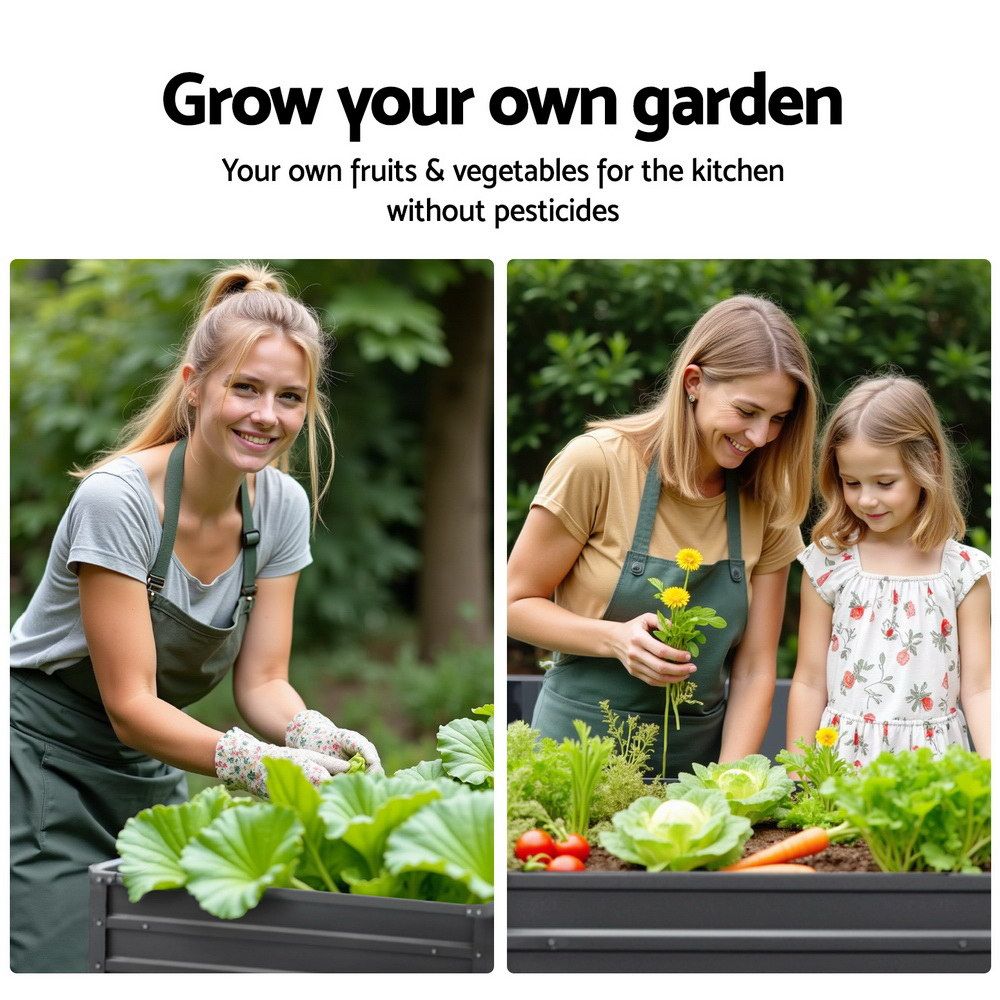Green Fingers 2x Raised Garden Bed 100x100x77cm Galvanised Planter Box