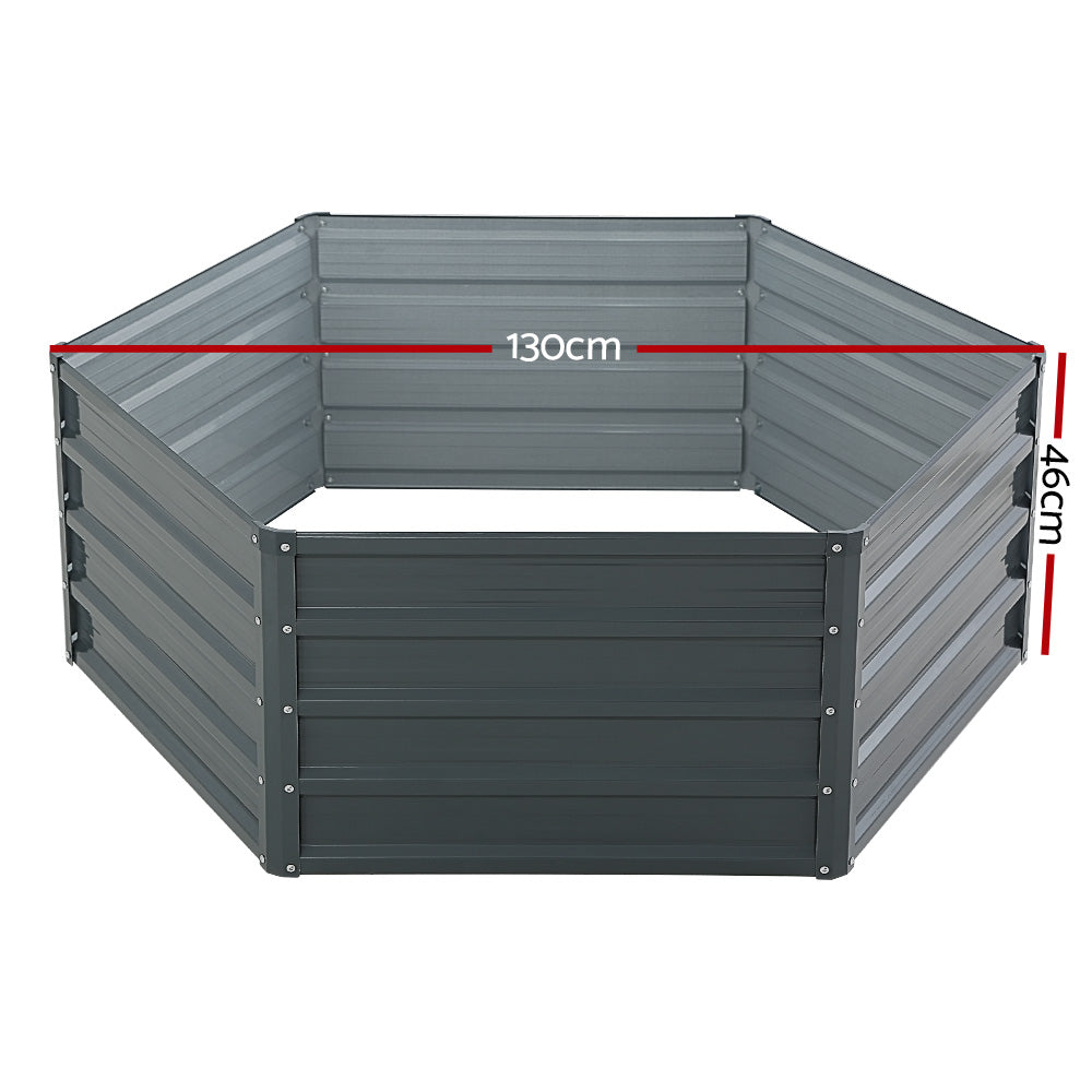 Green Fingers 2x Raised Garden Bed 130x130x46cm Galvanised Aluminium Planter Box