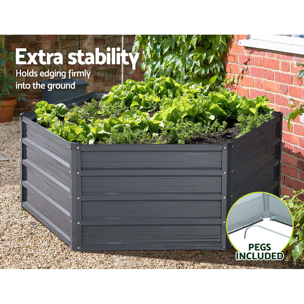 Green Fingers 2x Raised Garden Bed 130x130x46cm Galvanised Aluminium Planter Box