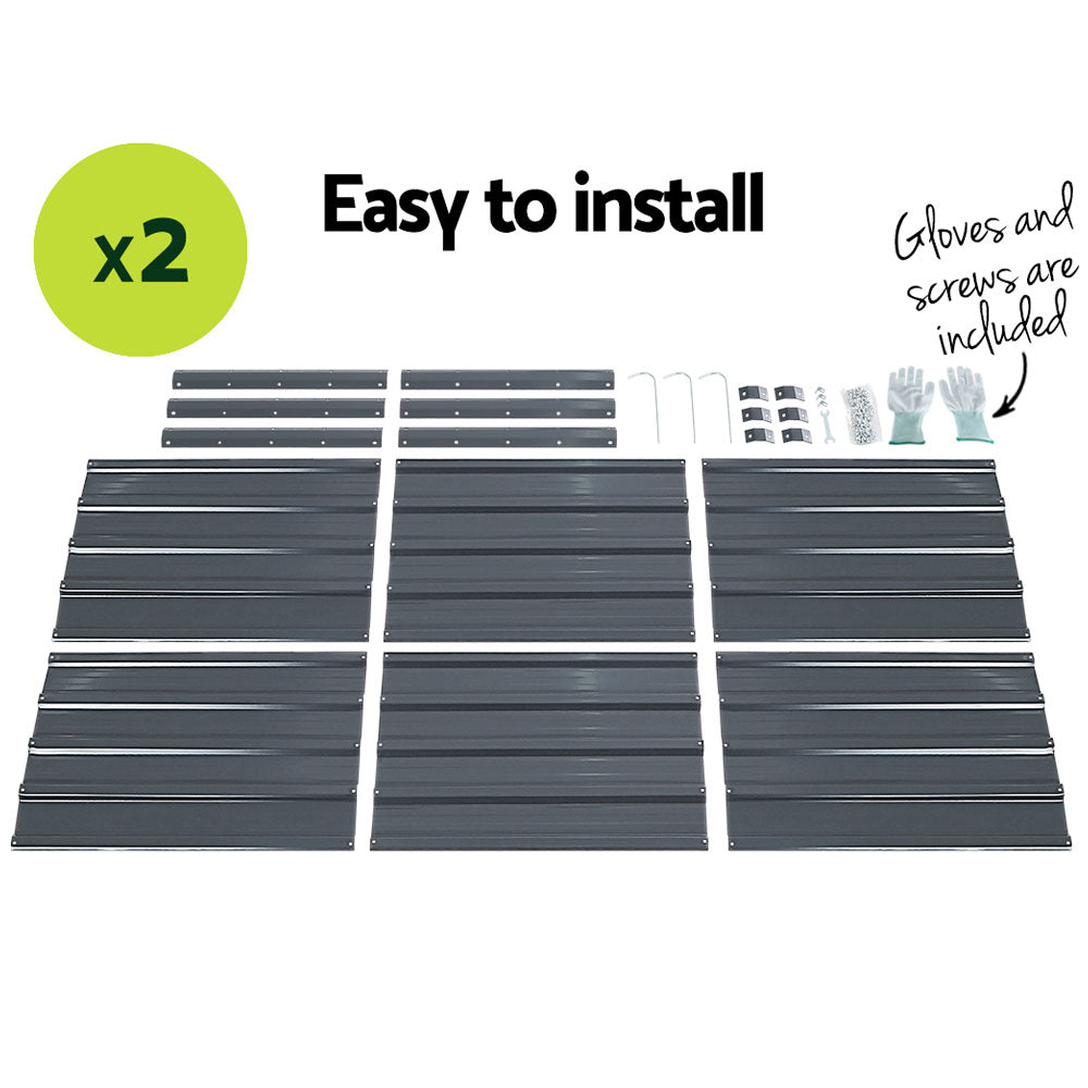 Green Fingers 2x Raised Garden Bed 130x130x46cm Galvanised Aluminium Planter Box