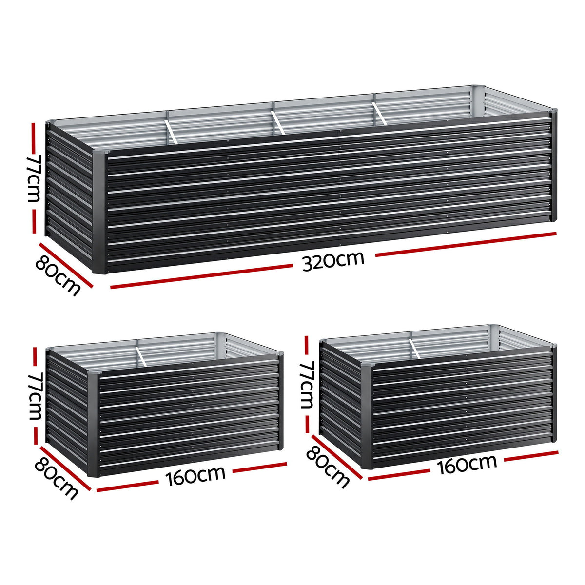 Green Fingers 2-in-1 Raised Garden Bed Kit, 320cm Galvanised Steel