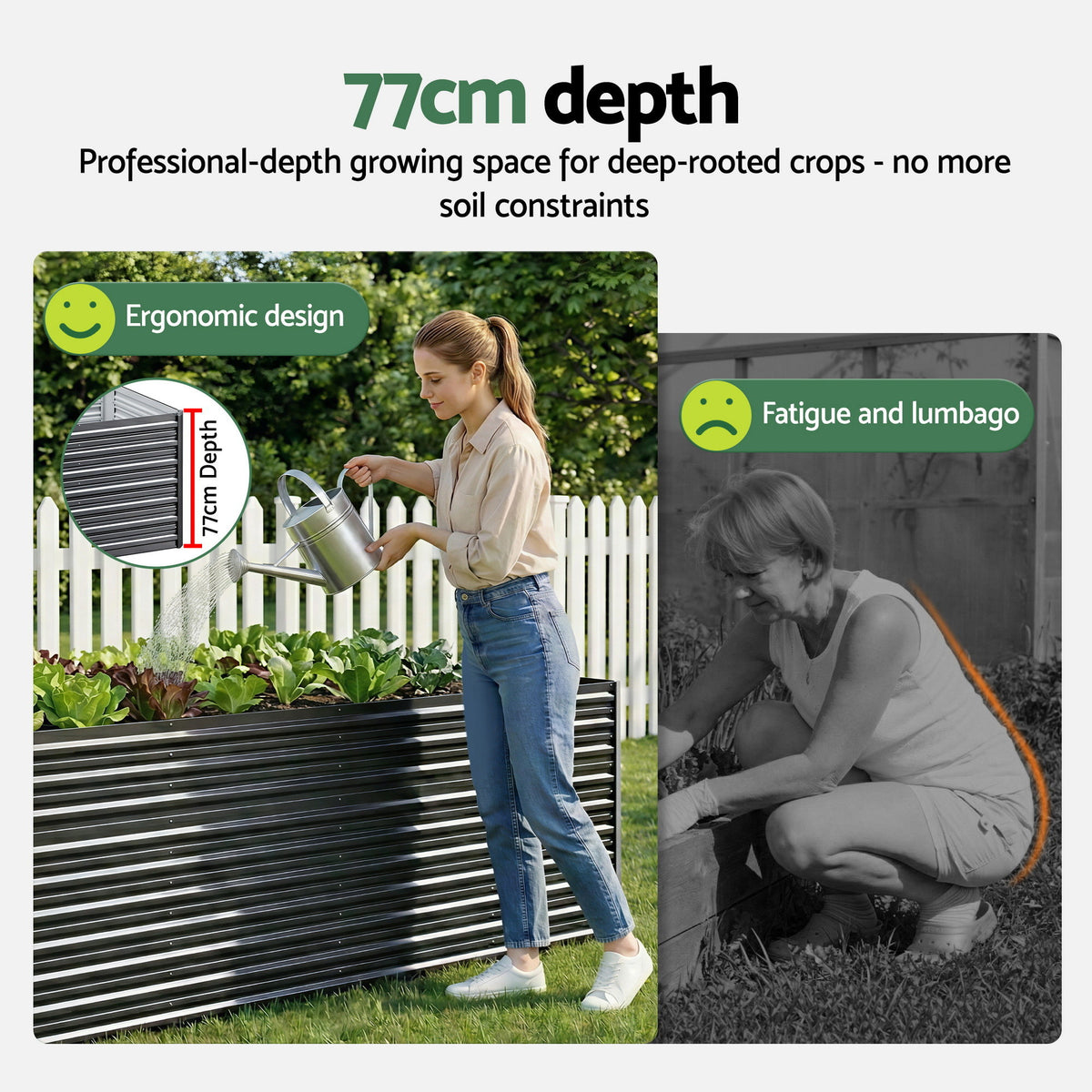 Green Fingers 2-in-1 Raised Garden Bed Kit, 320cm Galvanised Steel