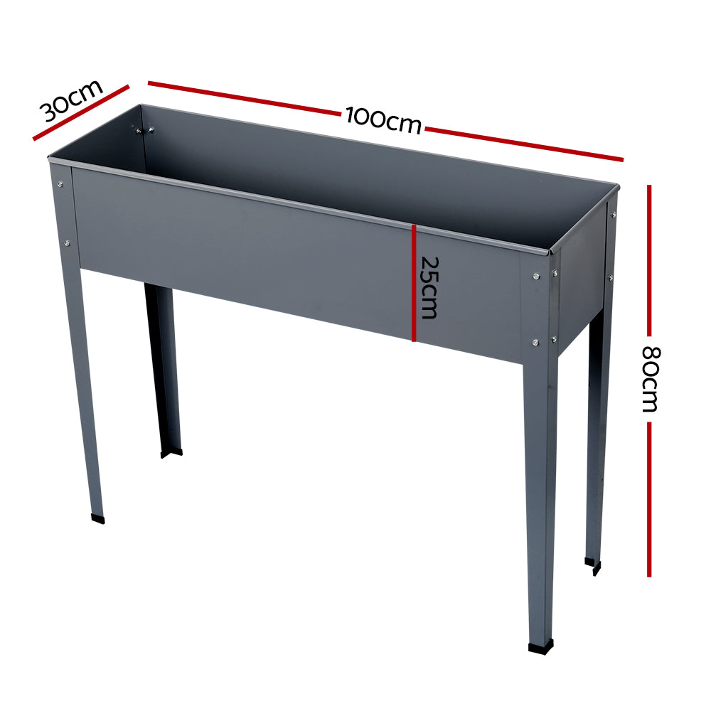 Green Fingers 100x80x30cm Elevated Planter Box Galvanised Steel