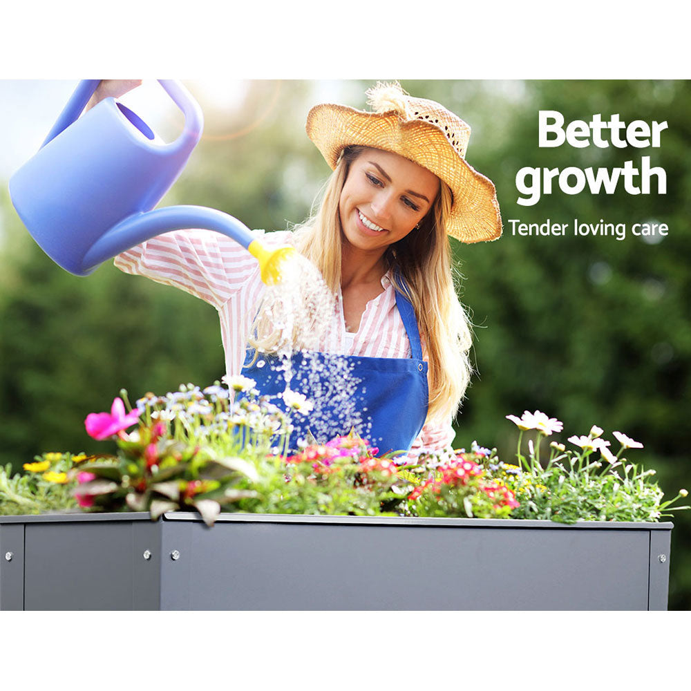 Green Fingers 100x80x30cm Elevated Planter Box Galvanised Steel