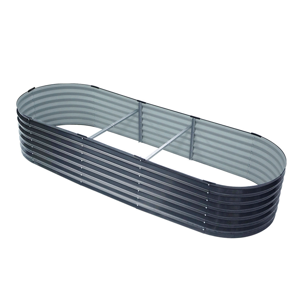 Green Fingers Oval Planter Box 240x80x42cm Raised Garden Bed Galvanised