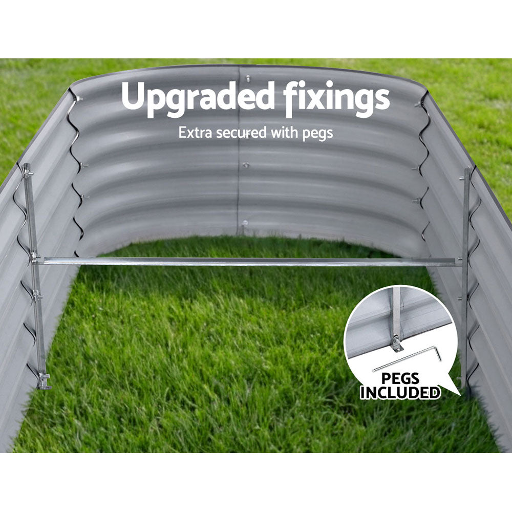 Green Fingers Oval Planter Box 240x80x42cm Raised Garden Bed Galvanised