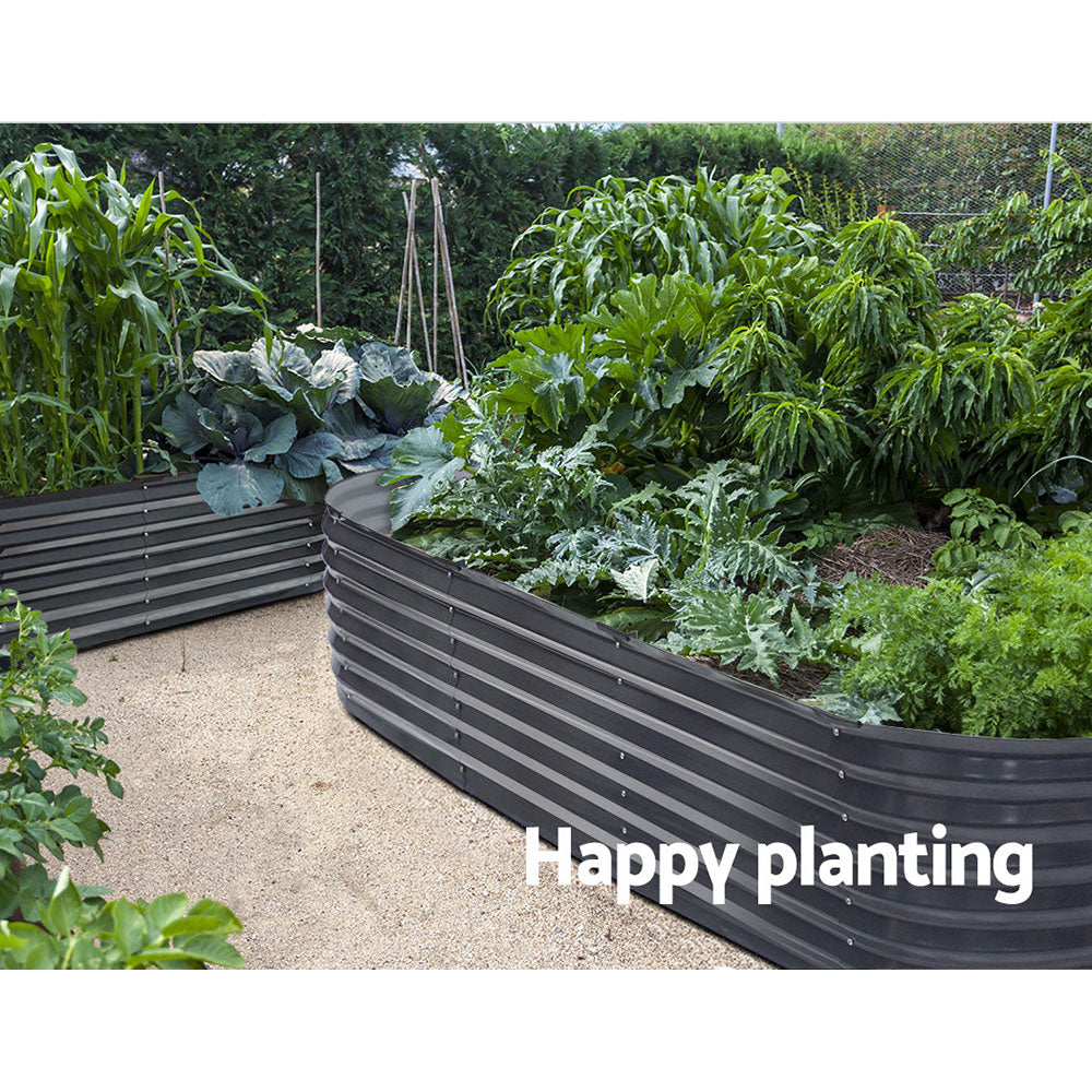 Green Fingers Oval Planter Box 240x80x42cm Raised Garden Bed Galvanised
