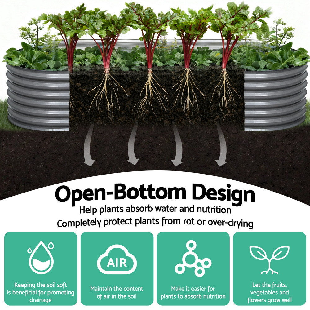Green Fingers Oval Garden Bed 240x80x56cm Planter Box