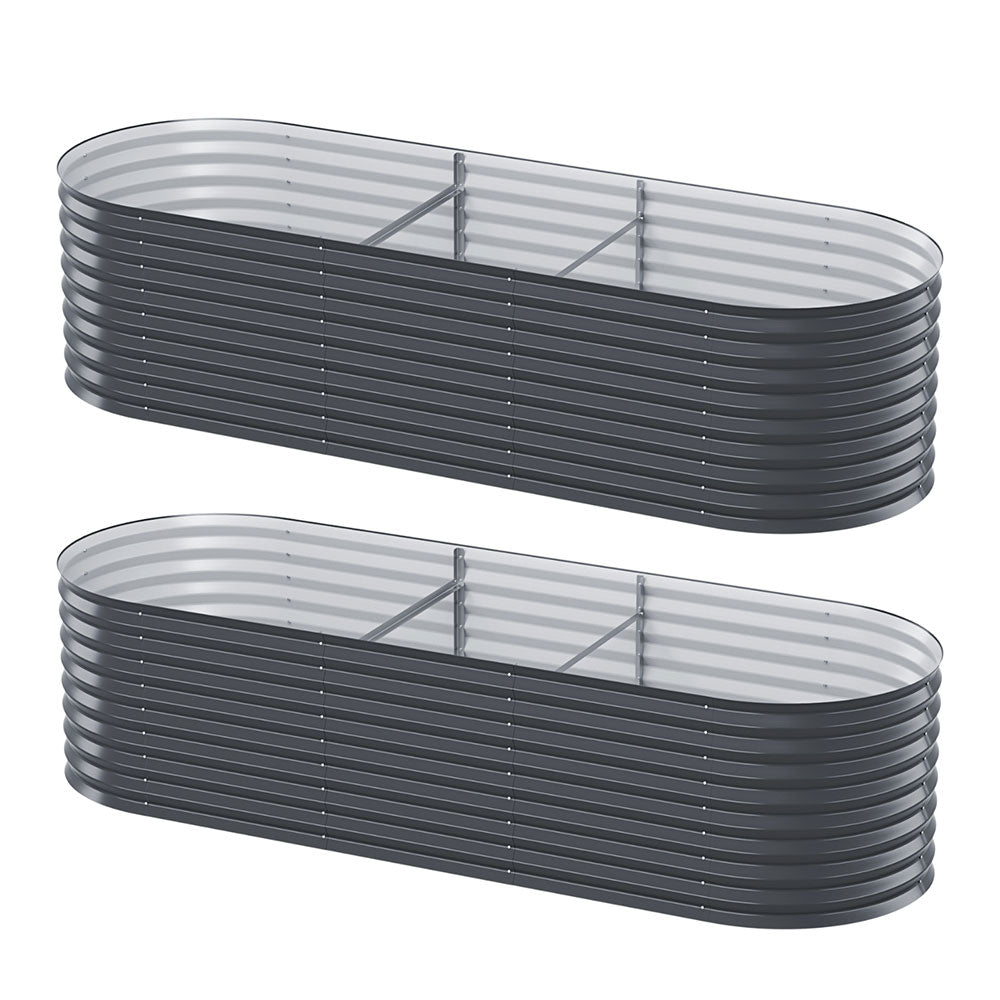 Green Fingers Oval Raised Garden Bed Kit Galvanised Steel Aluminium Grey