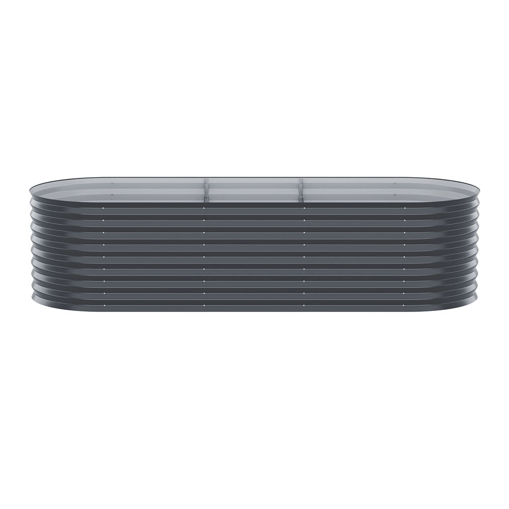 Green Fingers Oval Raised Garden Bed Kit Galvanised Steel Aluminium Grey