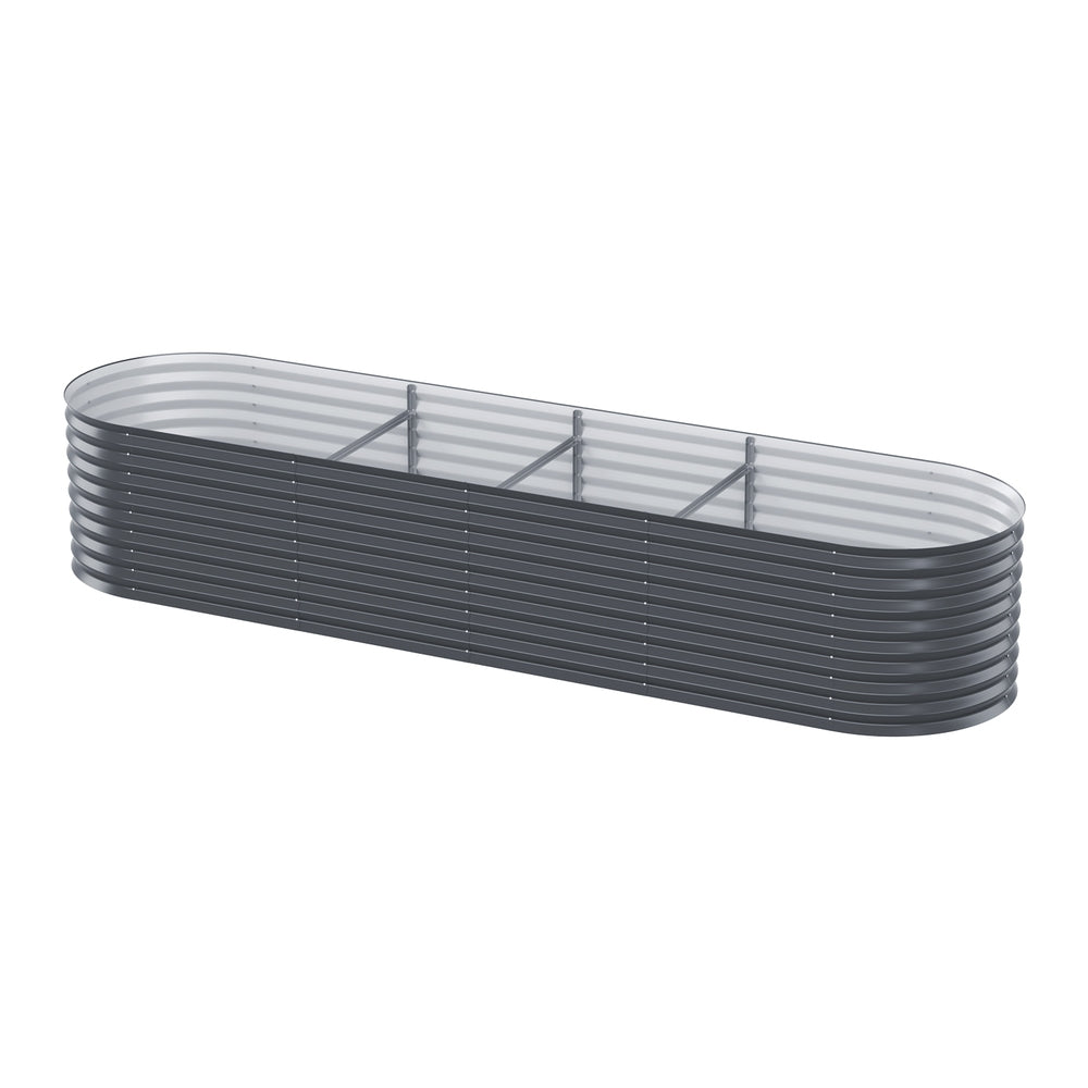 Greenfingers Oval Planter Box 320x80x56cm Aluminium Grey