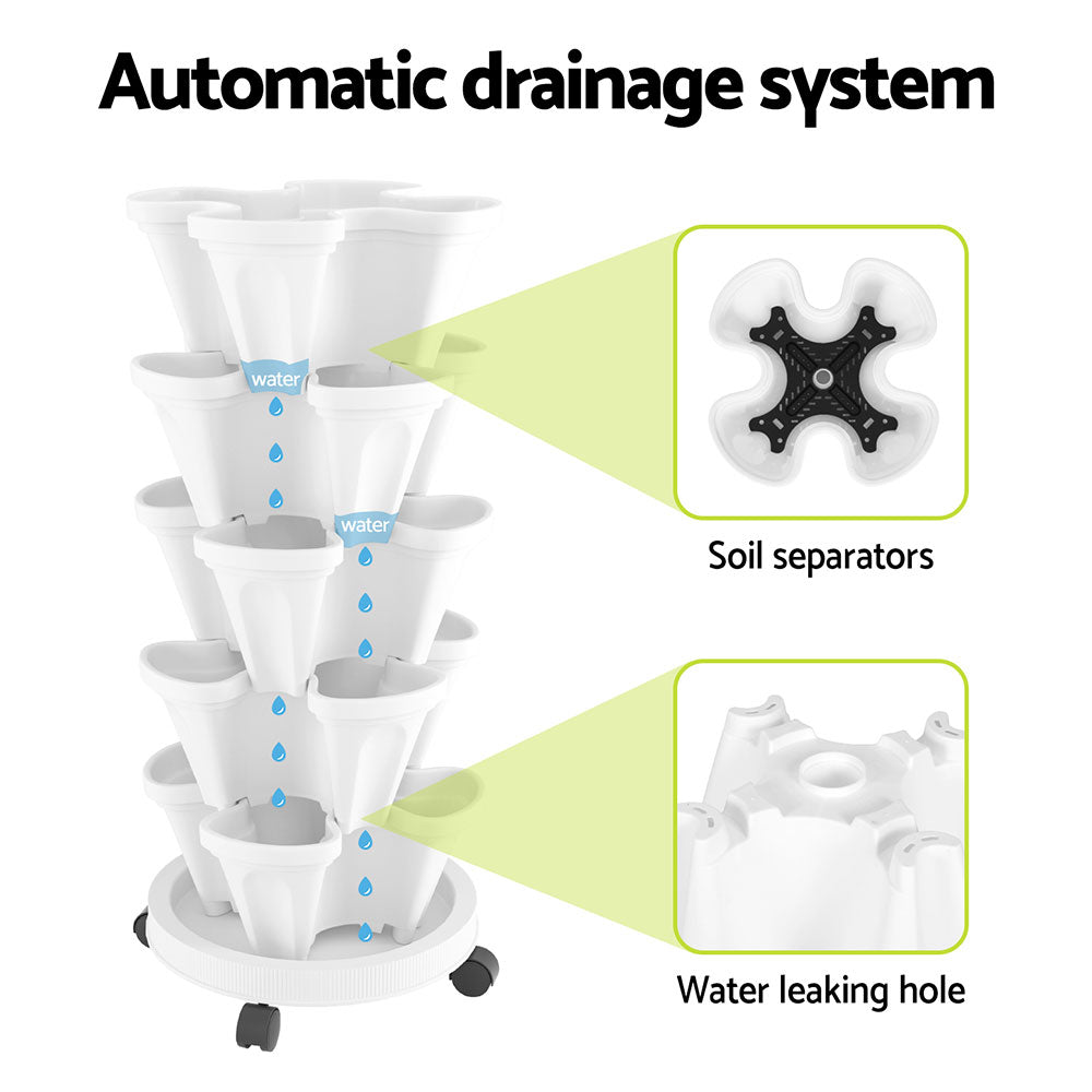 5 Tier Stackable Vertical Garden Bed with Drainage by Greenfingers
