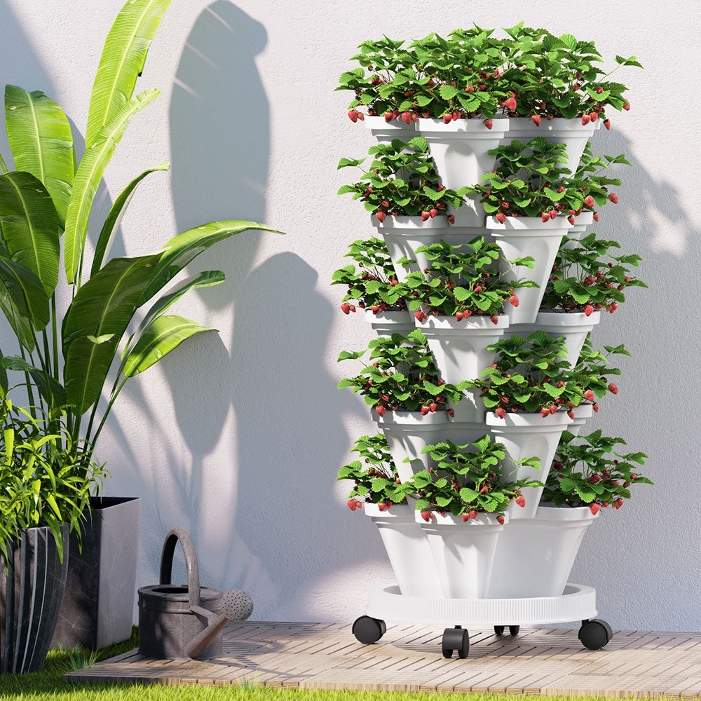 5 Tier Stackable Vertical Garden Bed with Drainage by Greenfingers