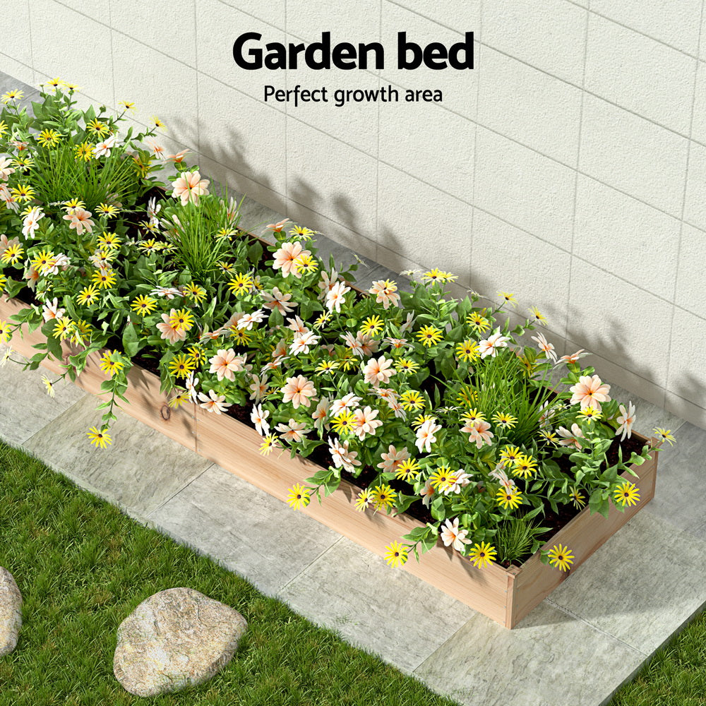 Greenfingers Wooden Raised Garden Bed 150x90x30cm Planter Box Natural