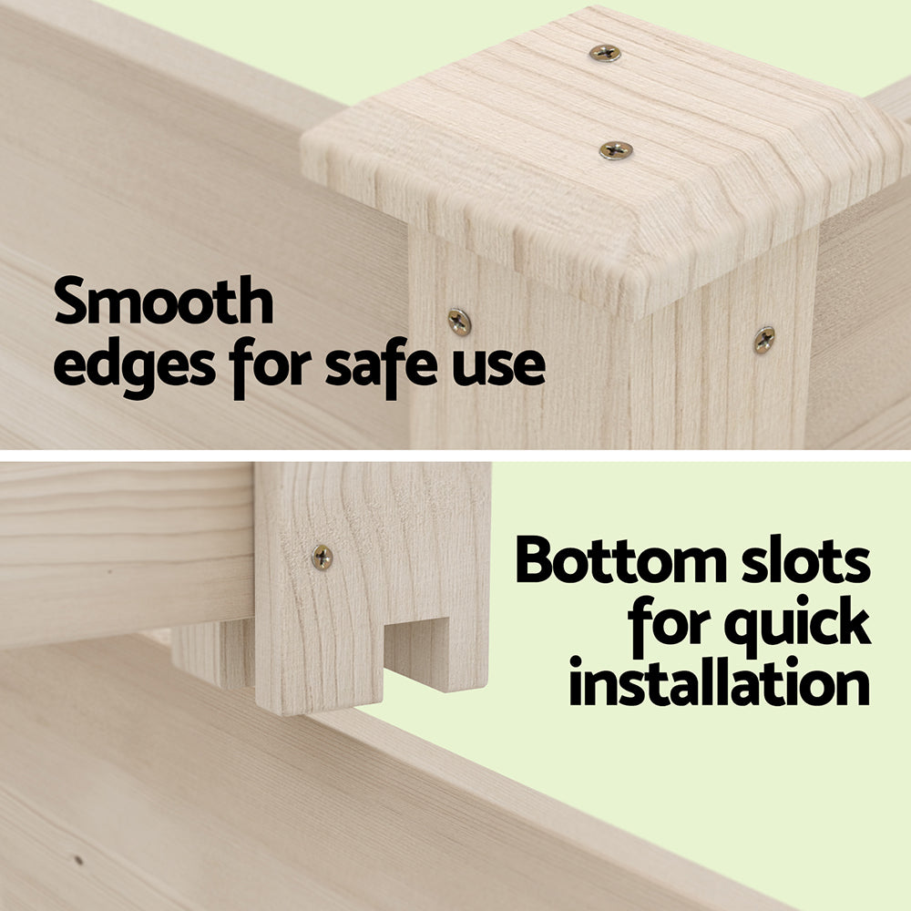 Green Fingers 3-Tier Wooden Raised Garden Bed Planter Box Natural Wood