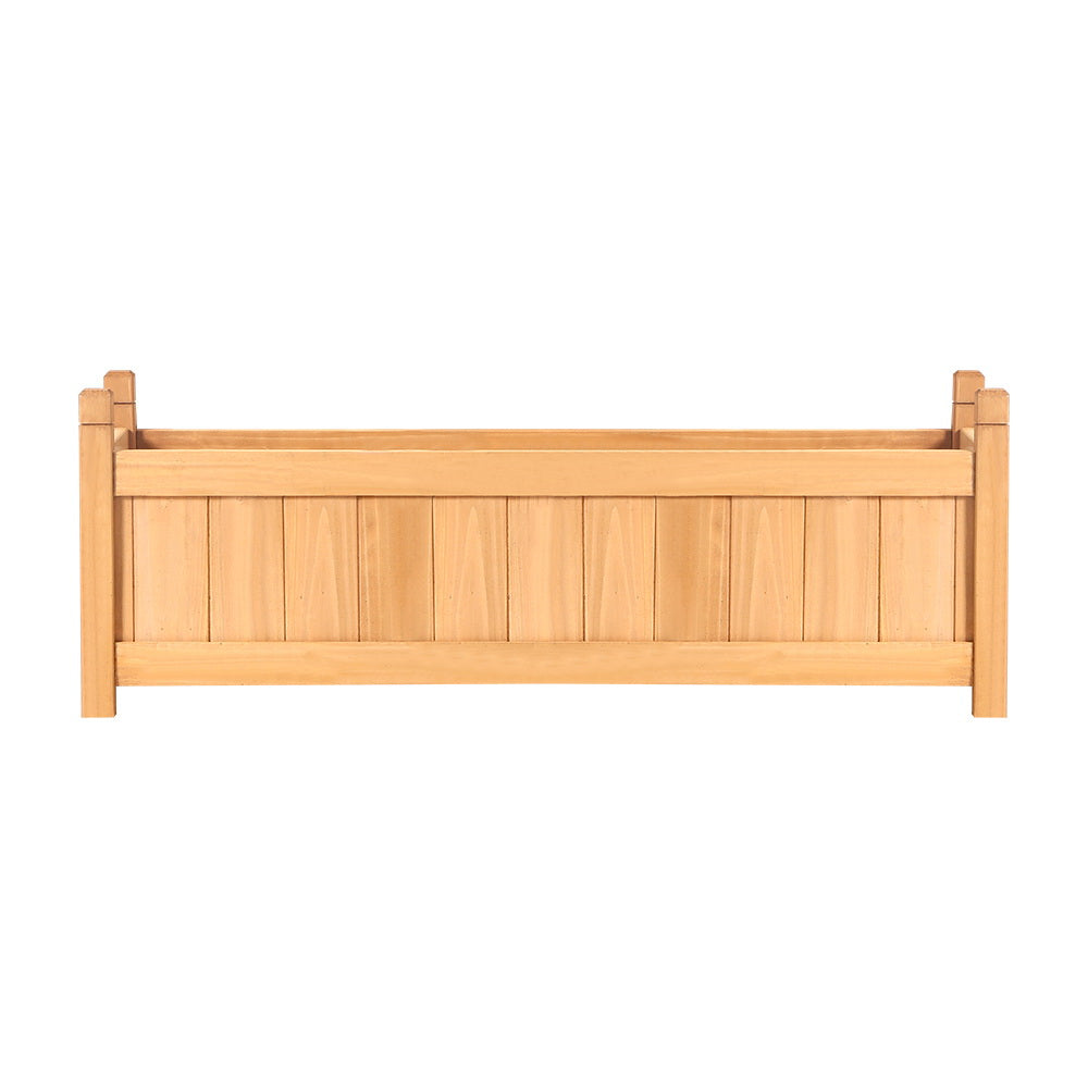 Green Fingers Wooden Raised Garden Bed 90x30x33cm Planter Box Brown (Set of 2)