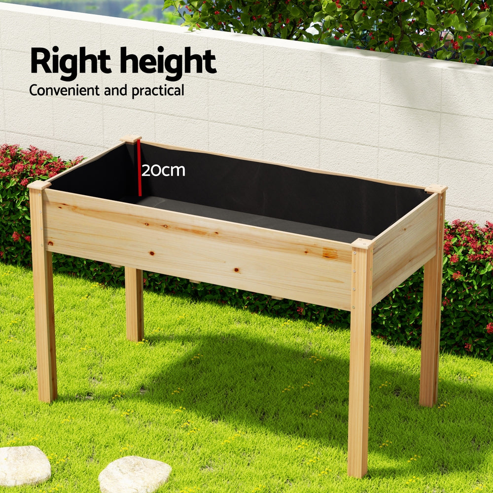 Green Fingers 120x60x80cm Wooden Raised Garden Planter Box Natural