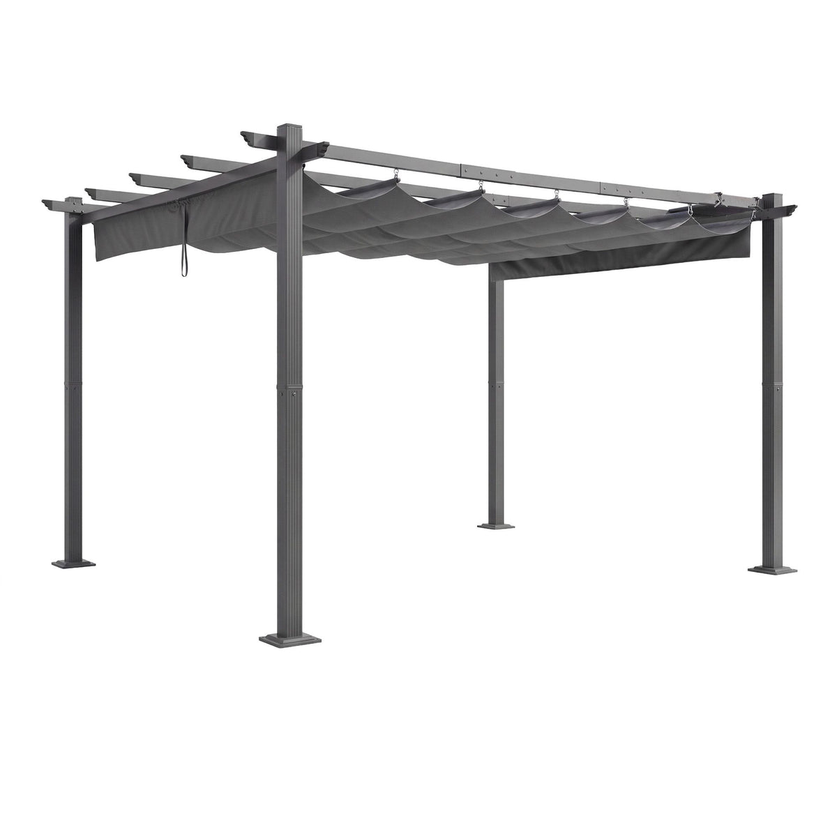 Instahut Gazebo Garden Pergola Aluminium Adjustable Canopy 3x4m Grey