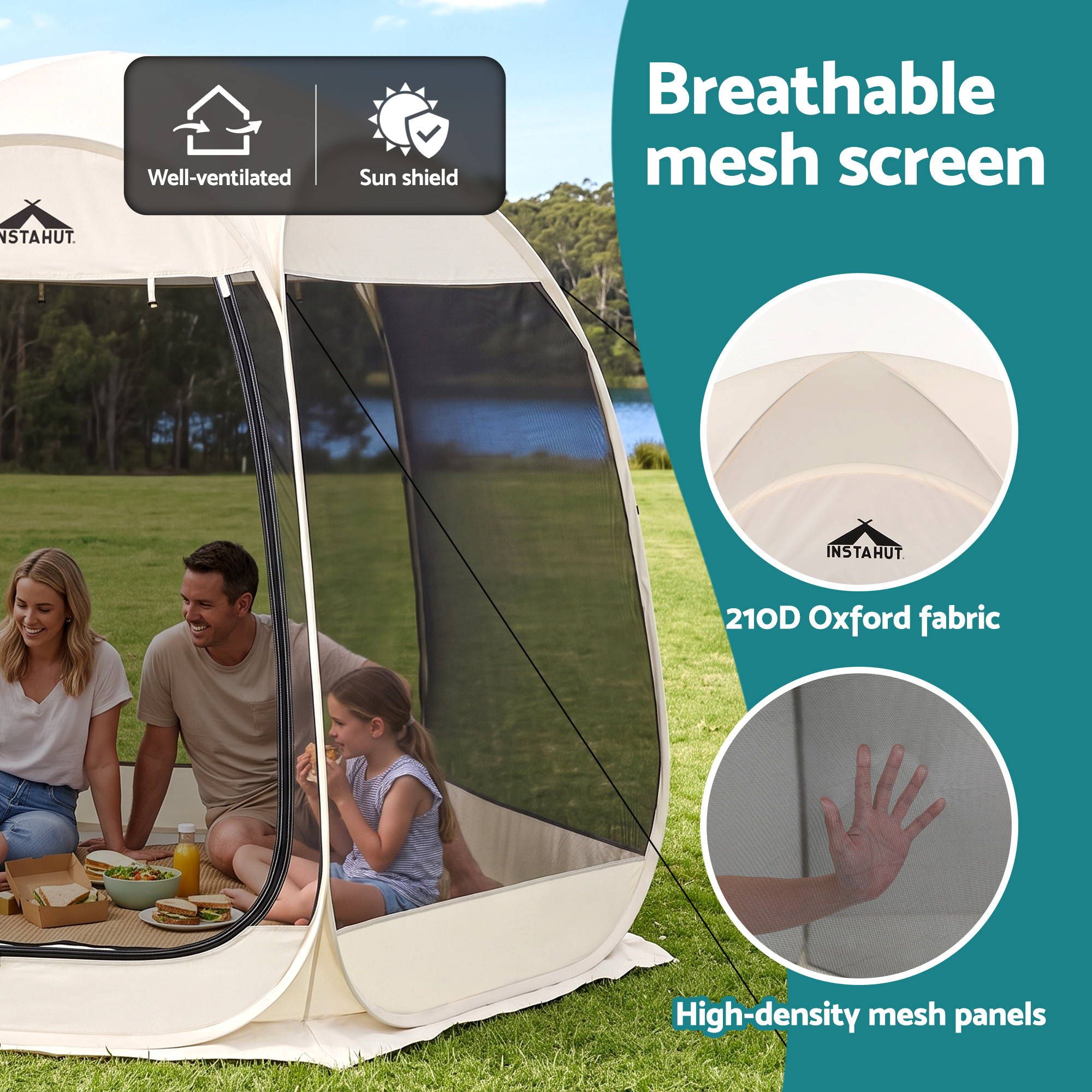 Instahut Gazebo Pop Up Tent 2.7x1.35m Outdoor Marquee Camping Screen 6 Sided