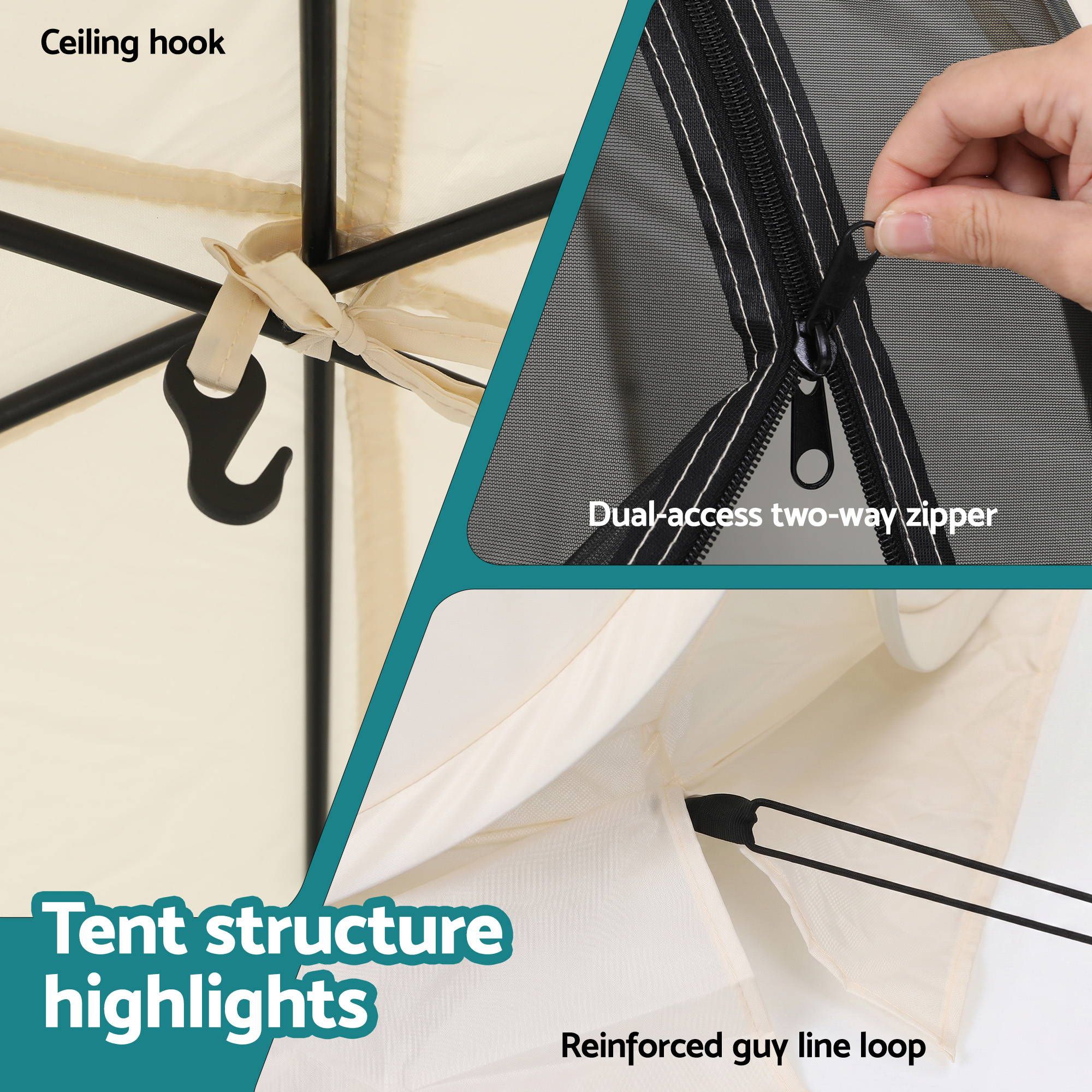 Instahut Gazebo Pop Up Tent 2.7x1.35m Outdoor Marquee Camping Screen 6 Sided