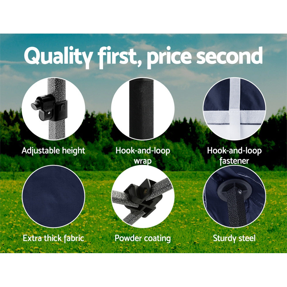 Instahut 3x3 Pop Up Gazebo Folding Tent 500D Oxford Navy